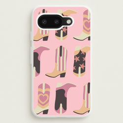 Dusty Pink Cowboy Boots Pattern  - Western Phone Case for Google Pixel 9a