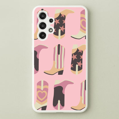 Dusty Pink Cowboy Boots Pattern  - Western Phone Case for Galaxy A13