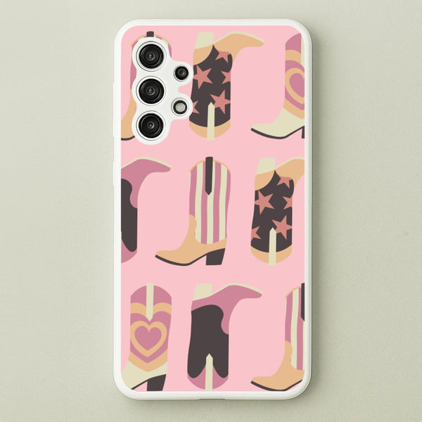 Dusty Pink Cowboy Boots Pattern  - Western Phone Case for Galaxy A13