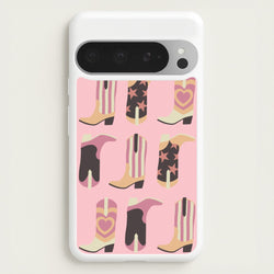 Dusty Pink Cowboy Boots Pattern  - Western Phone Case for Google Pixel 9 Pro XL