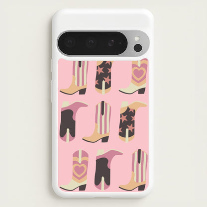 Dusty Pink Cowboy Boots Pattern  - Western Phone Case for Google Pixel 9 Pro XL