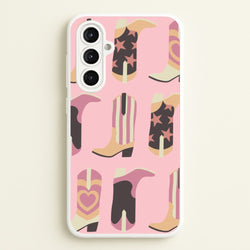 Dusty Pink Cowboy Boots Pattern  - Western Phone Case for Galaxy A16