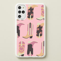 Dusty Pink Cowboy Boots Pattern  - Western Phone Case for Galaxy S20 Plus