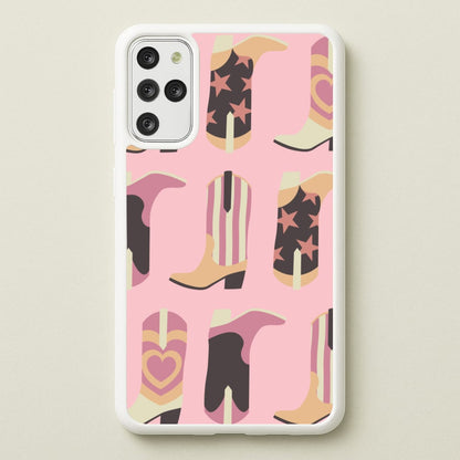 Dusty Pink Cowboy Boots Pattern  - Western Phone Case for Galaxy S20 Plus
