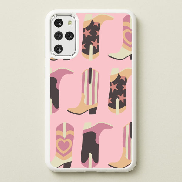 Dusty Pink Cowboy Boots Pattern  - Western Phone Case for Galaxy S20 Plus