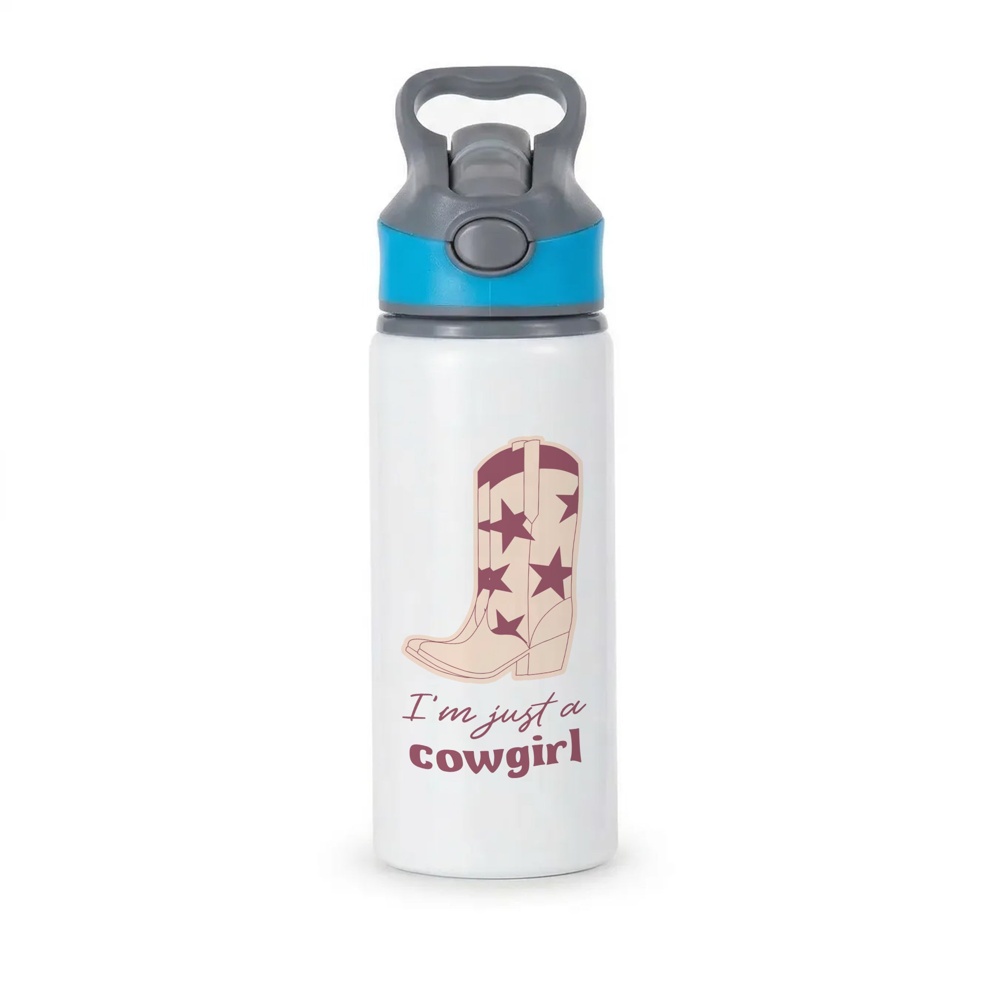 I'm Just A Cowgirl Active Water Bottle - Blue
