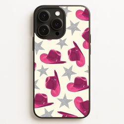 Pink Cowboy Hats And Stars Pattern  - Western Phone Case for iPhone 16 Pro Max