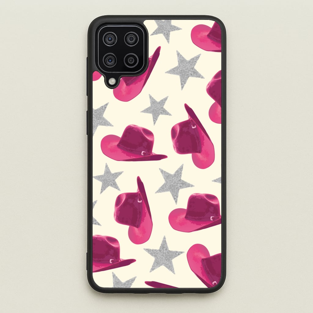 Pink Cowboy Hats And Stars Pattern  - Western Phone Case for Galaxy A12