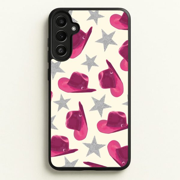 Pink Cowboy Hats And Stars Pattern  - Western Phone Case for Galaxy A34