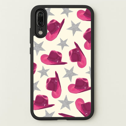 Pink Cowboy Hats And Stars Pattern  - Western Phone Case for Huawei P20