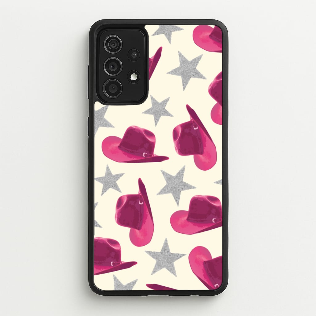 Pink Cowboy Hats And Stars Pattern  - Western Phone Case for Galaxy A52 / A52s