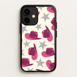 Pink Cowboy Hats And Stars Pattern  - Western Phone Case for iPhone 12 Mini