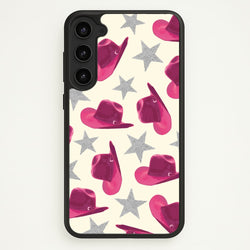 Pink Cowboy Hats And Stars Pattern  - Western Phone Case for Galaxy S23
