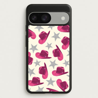 Pink Cowboy Hats And Stars Pattern  - Western Phone Case for Google Pixel 9 / 9 Pro