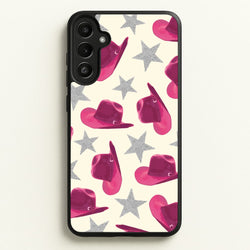 Pink Cowboy Hats And Stars Pattern  - Western Phone Case for Galaxy A36