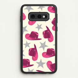 Pink Cowboy Hats And Stars Pattern  - Western Phone Case for Galaxy S10e
