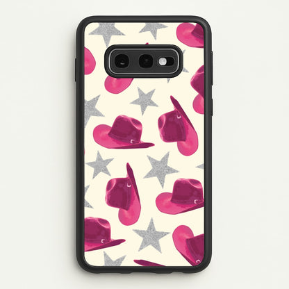 Pink Cowboy Hats And Stars Pattern  - Western Phone Case for Galaxy S10e