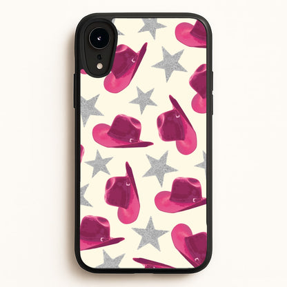 Pink Cowboy Hats And Stars Pattern  - Western Phone Case for iPhone XR