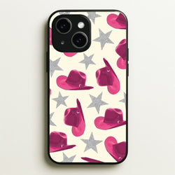 Pink Cowboy Hats And Stars Pattern  - Western Phone Case for iPhone 14 Plus