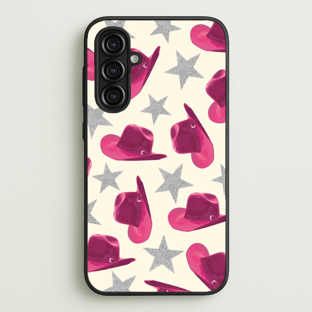 Pink Cowboy Hats And Stars Pattern  - Western Phone Case for Galaxy A16