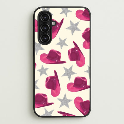 Pink Cowboy Hats And Stars Pattern  - Western Phone Case for Galaxy A16