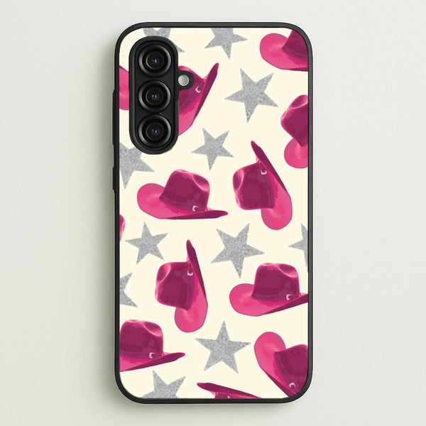Pink Cowboy Hats And Stars Pattern  - Western Phone Case for Galaxy A16