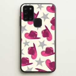 Pink Cowboy Hats And Stars Pattern  - Western Phone Case for Galaxy A21s