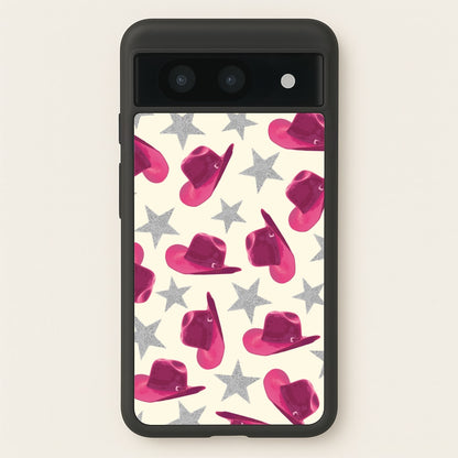 Pink Cowboy Hats And Stars Pattern  - Western Phone Case for Google Pixel 8a