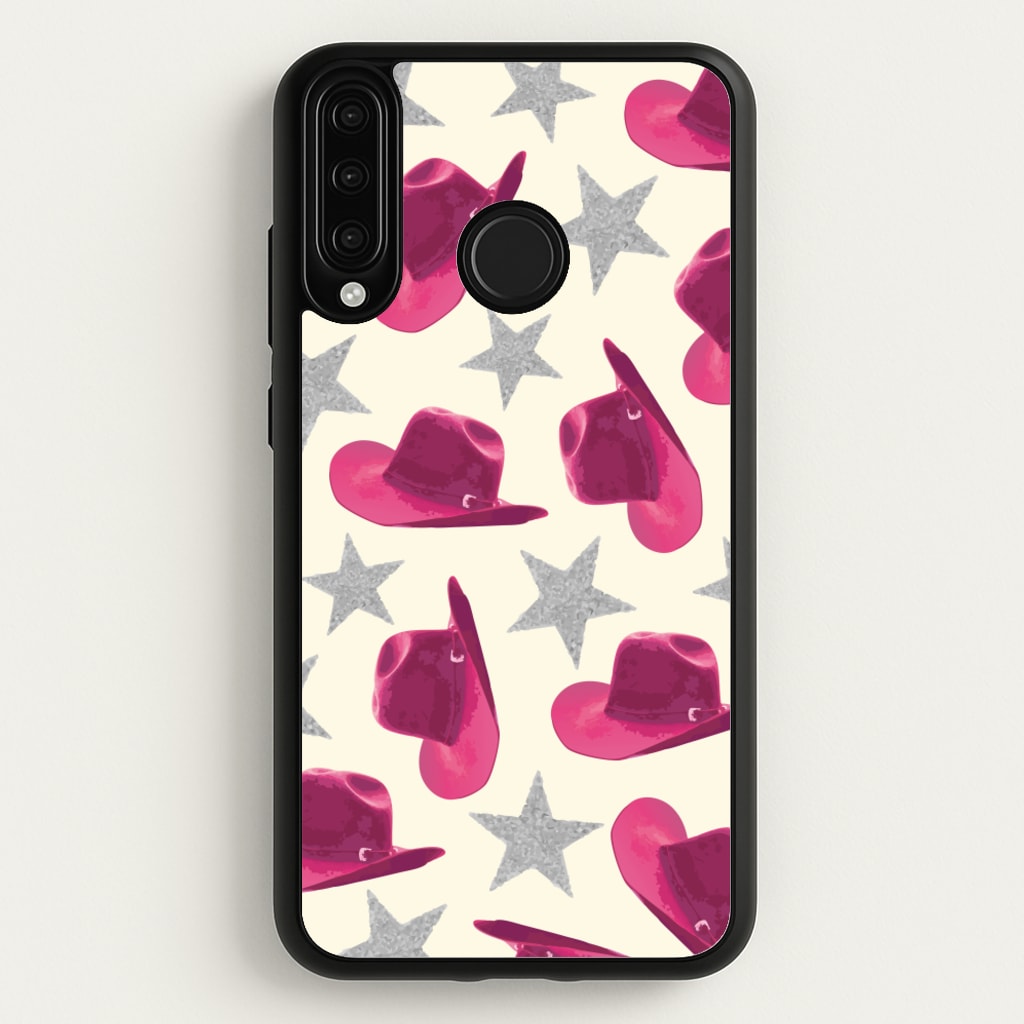 Pink Cowboy Hats And Stars Pattern  - Western Phone Case for Huawei P30 Lite