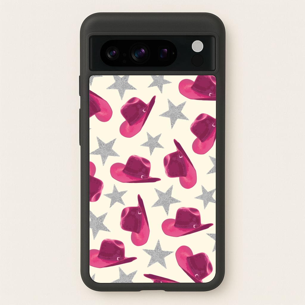 Pink Cowboy Hats And Stars Pattern  - Western Phone Case for Google Pixel 8 Pro