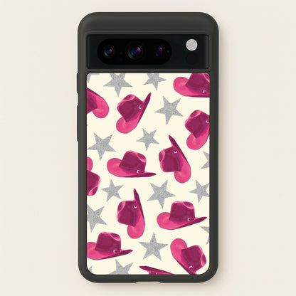 Pink Cowboy Hats And Stars Pattern  - Western Phone Case for Google Pixel 8 Pro