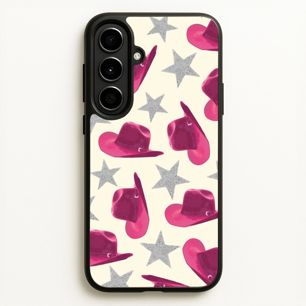 Pink Cowboy Hats And Stars Pattern  - Western Phone Case for Galaxy A56