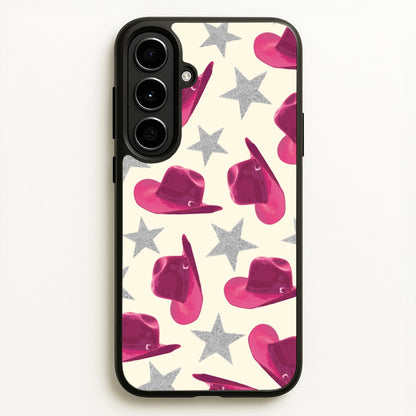 Pink Cowboy Hats And Stars Pattern  - Western Phone Case for Galaxy A56