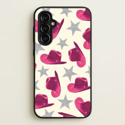Pink Cowboy Hats And Stars Pattern  - Western Phone Case for Galaxy A54