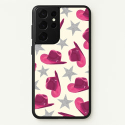 Pink Cowboy Hats And Stars Pattern  - Western Phone Case for Galaxy S21 Ultra