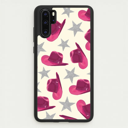 Pink Cowboy Hats And Stars Pattern  - Western Phone Case for Huawei P30 Pro