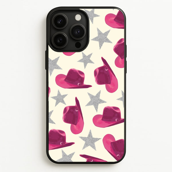 Pink Cowboy Hats And Stars Pattern  - Western Phone Case for iPhone 13 Pro Max