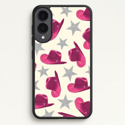Pink Cowboy Hats And Stars Pattern  - Western Phone Case for Galaxy S25 Edge