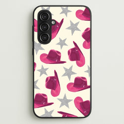 Pink Cowboy Hats And Stars Pattern  - Western Phone Case for Galaxy S23FE