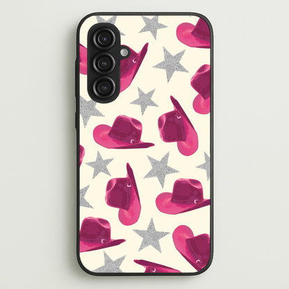 Pink Cowboy Hats And Stars Pattern  - Western Phone Case for Galaxy S23FE