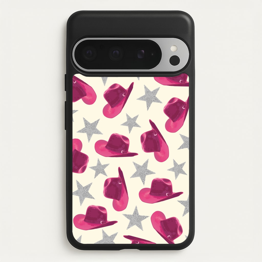 Pink Cowboy Hats And Stars Pattern  - Western Phone Case for Google Pixel 9 Pro XL