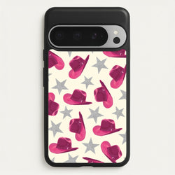 Pink Cowboy Hats And Stars Pattern  - Western Phone Case for Google Pixel 9 Pro XL