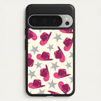 Pink Cowboy Hats And Stars Pattern  - Western Phone Case for Google Pixel 9 Pro XL