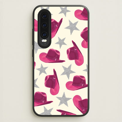 Pink Cowboy Hats And Stars Pattern  - Western Phone Case for Huawei P30