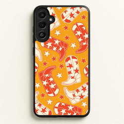 Cartoon Cowboy Boots And Stars Pattern  - Western Phone Case for Galaxy A36