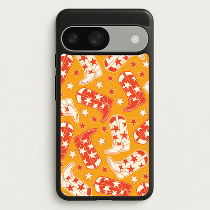Cartoon Cowboy Boots And Stars Pattern  - Western Phone Case for Google Pixel 9 / 9 Pro