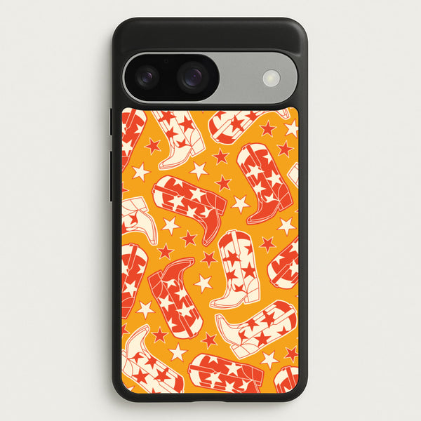 Cartoon Cowboy Boots And Stars Pattern  - Western Phone Case for Google Pixel 9 / 9 Pro