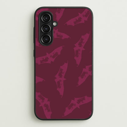 Dark Pink Bats Pattern  - Goth Aesthetic Phone Case for Galaxy A16