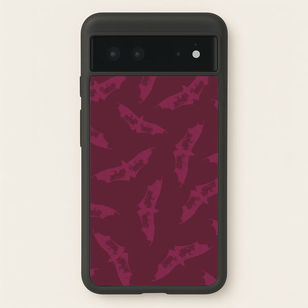 Dark Pink Bats Pattern  - Goth Aesthetic Phone Case for Google Pixel 6