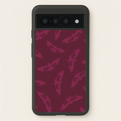 Dark Pink Bats Pattern  - Goth Aesthetic Phone Case for Google Pixel 7 Pro